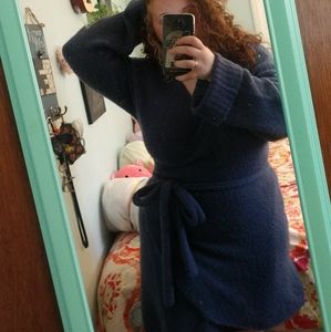 Aerie Blue Sweater Wrap Dress